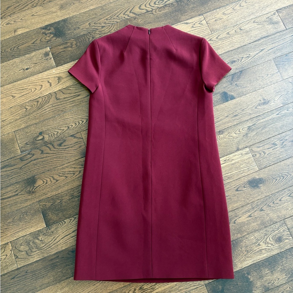Theory Burgundy Short Sleeve Shift Dress Size 0 USA Made - Picture 4 of 11